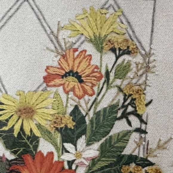 1970’s Needle Craft Crewel Stitchery Framed Mirror - Picture 4 of 8